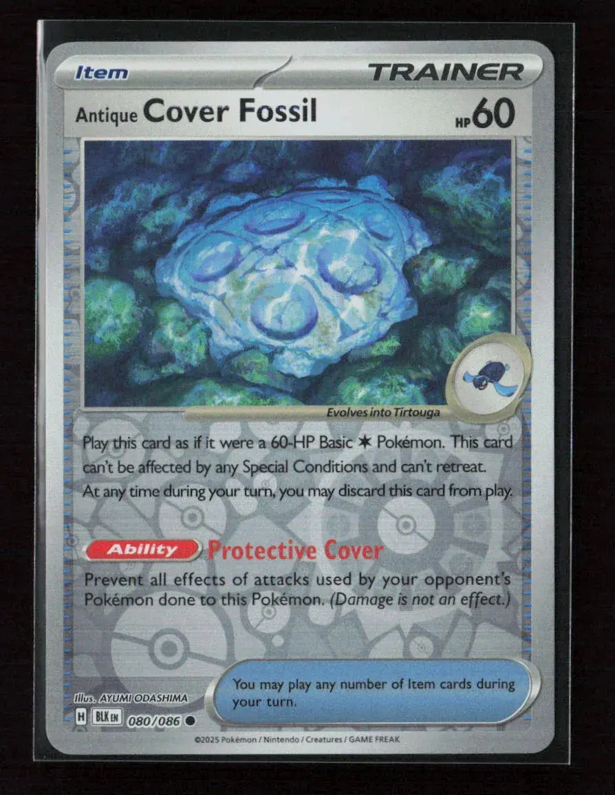 Antique Cover Fossil Common Sv: Black Bolt 080/086 Nm 1
