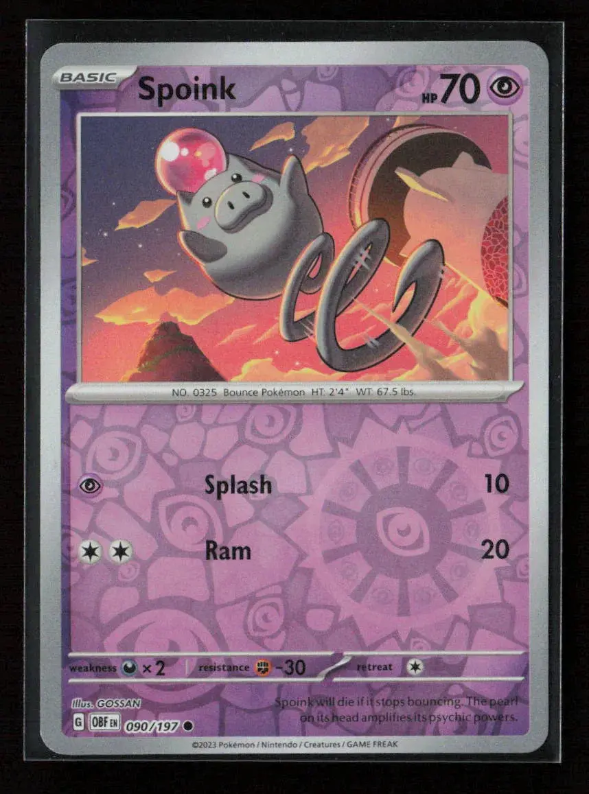 Spoink Common Sv03: Obsidian Flames 090/197 Nm 1