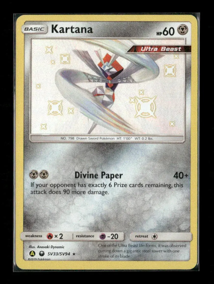 Kartana Shiny Holo Rare Hidden Fates: Shiny Vault Sv33/Sv94 Lp 1
