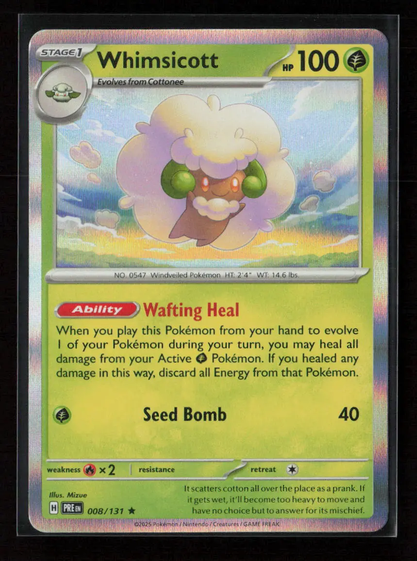 Whimsicott Rare Sv: Prismatic Evolutions 008/131 Nm 1