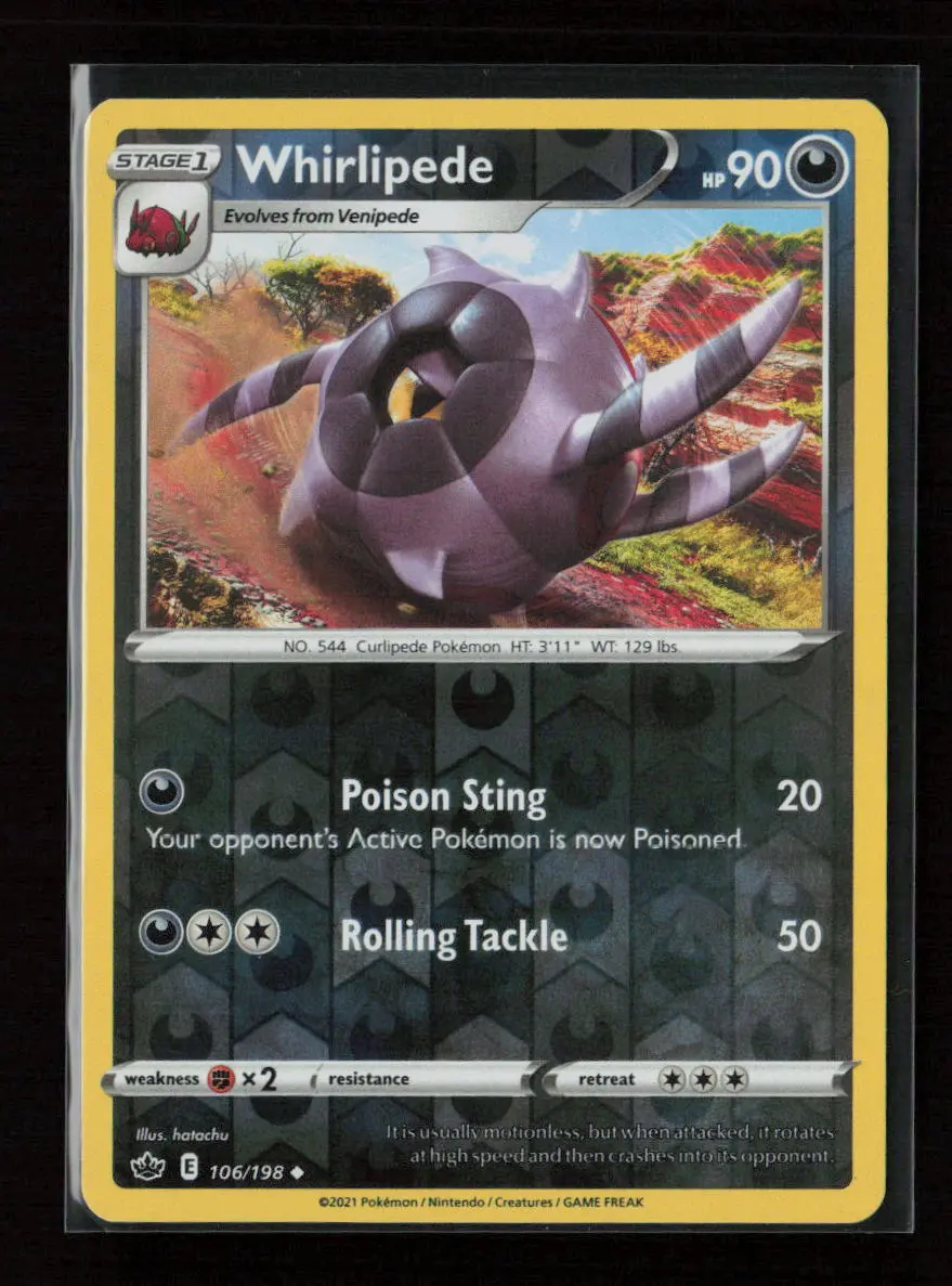 Whirlipede Uncommon Swsh06: Chilling Reign 106/198 Nm 1
