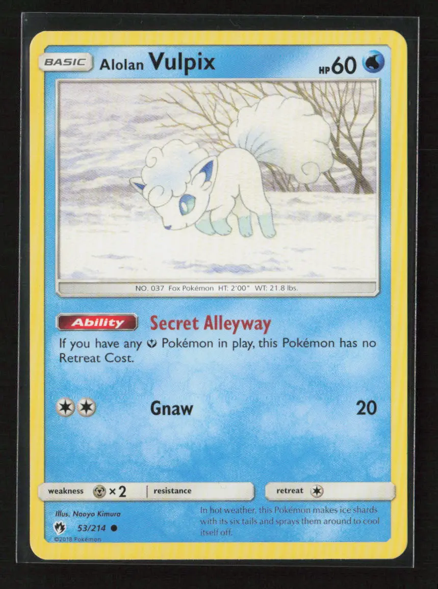 Alolan Vulpix Common Sm - Lost Thunder 53/214 Lp 1