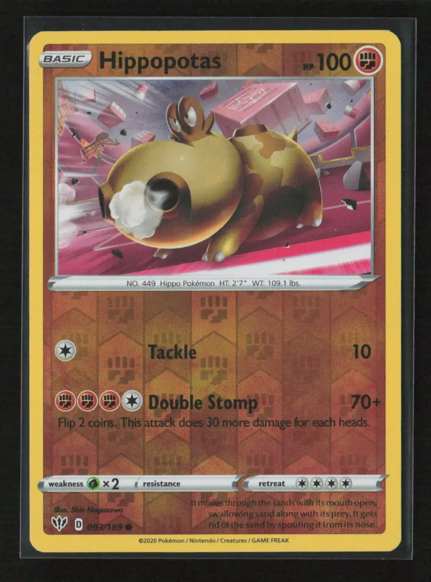 Hippopotas Common Swsh03: Darkness Ablaze 093/189 Nm 1