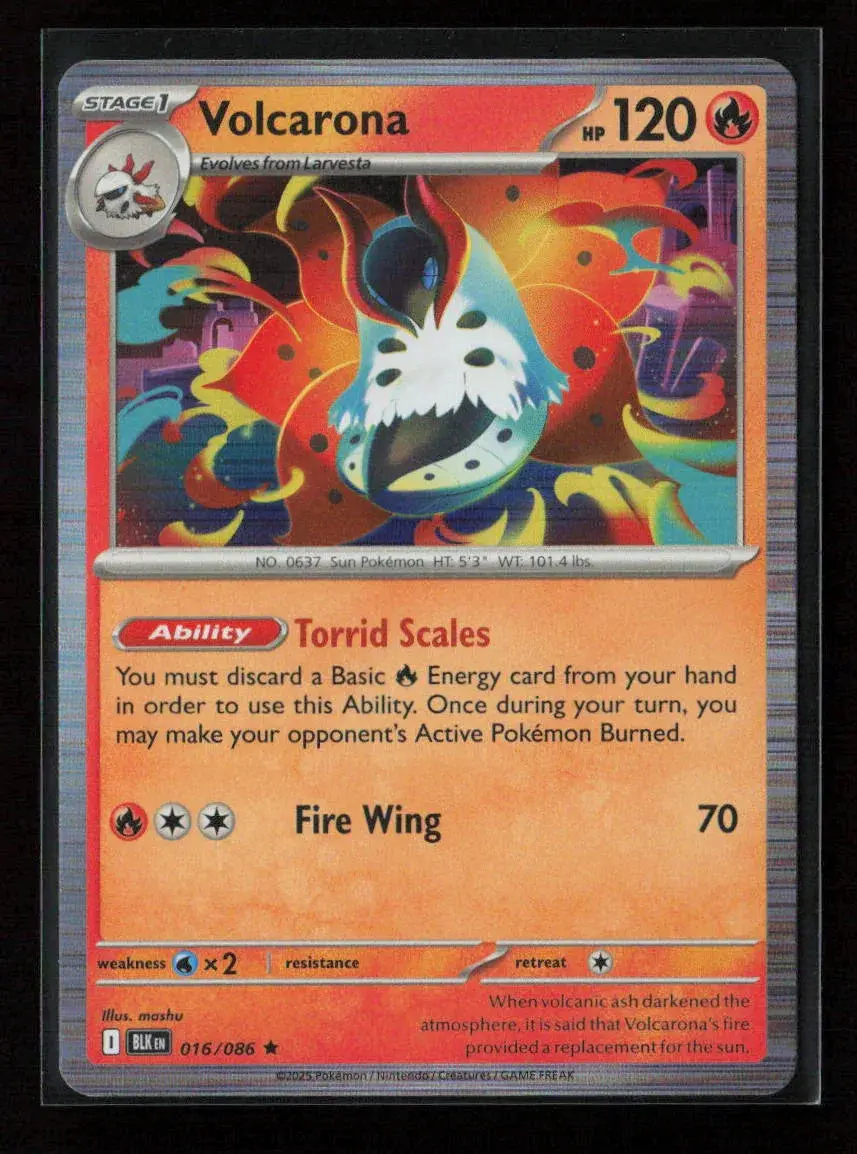 Volcarona Rare Sv: Black Bolt 016/086 Nm 1