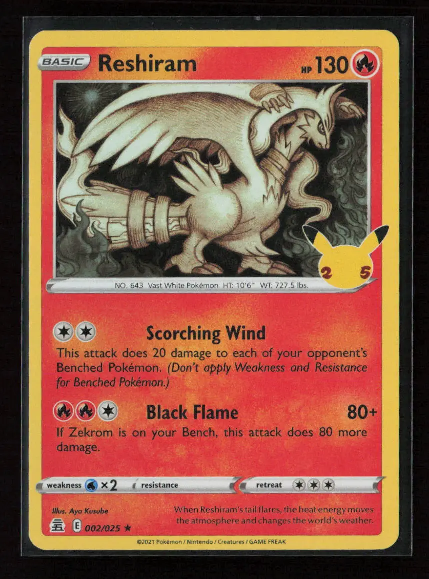 Reshiram Holo Rare Celebrations 002/025 Nm 1