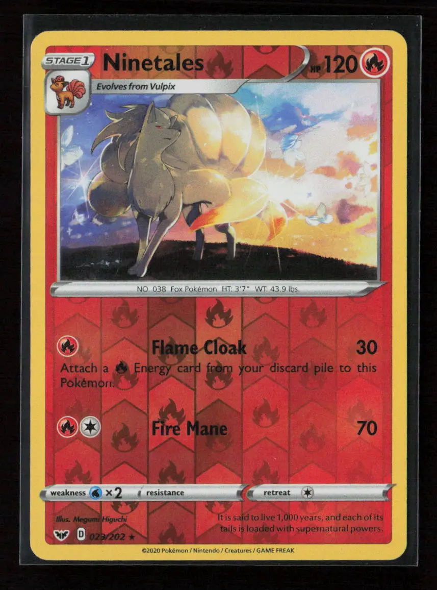 Ninetales Rare Swsh01: Sword & Shield Base Set 023/202 Lp 1