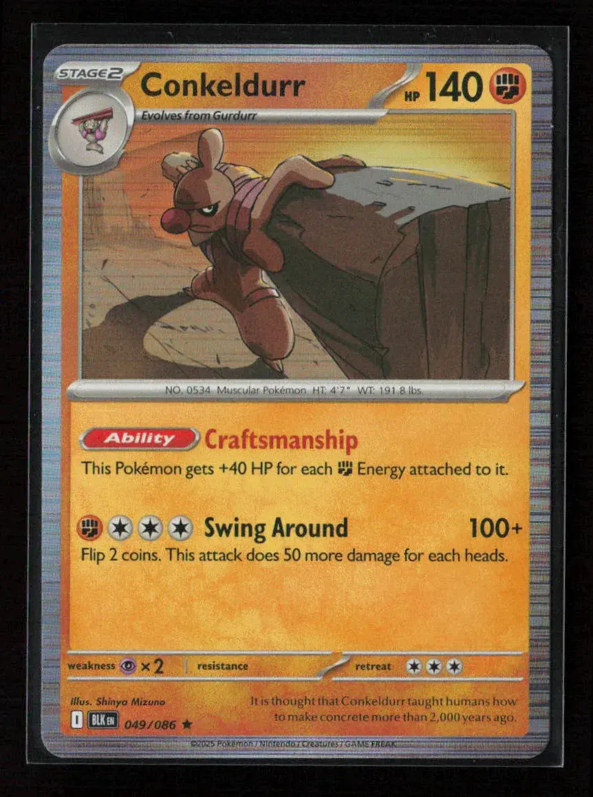 Conkeldurr Rare Sv: Black Bolt 049/086 Nm 1