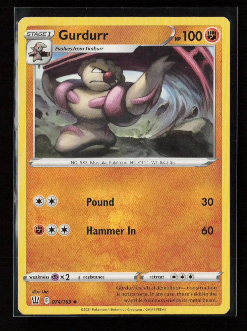 Gurdurr Uncommon Swsh05: Battle Styles 074/163 Lp 1