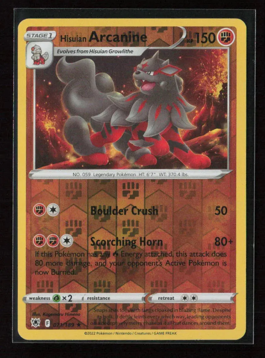 Hisuian Arcanine Rare Swsh10: Astral Radiance 071/189 Nm 1