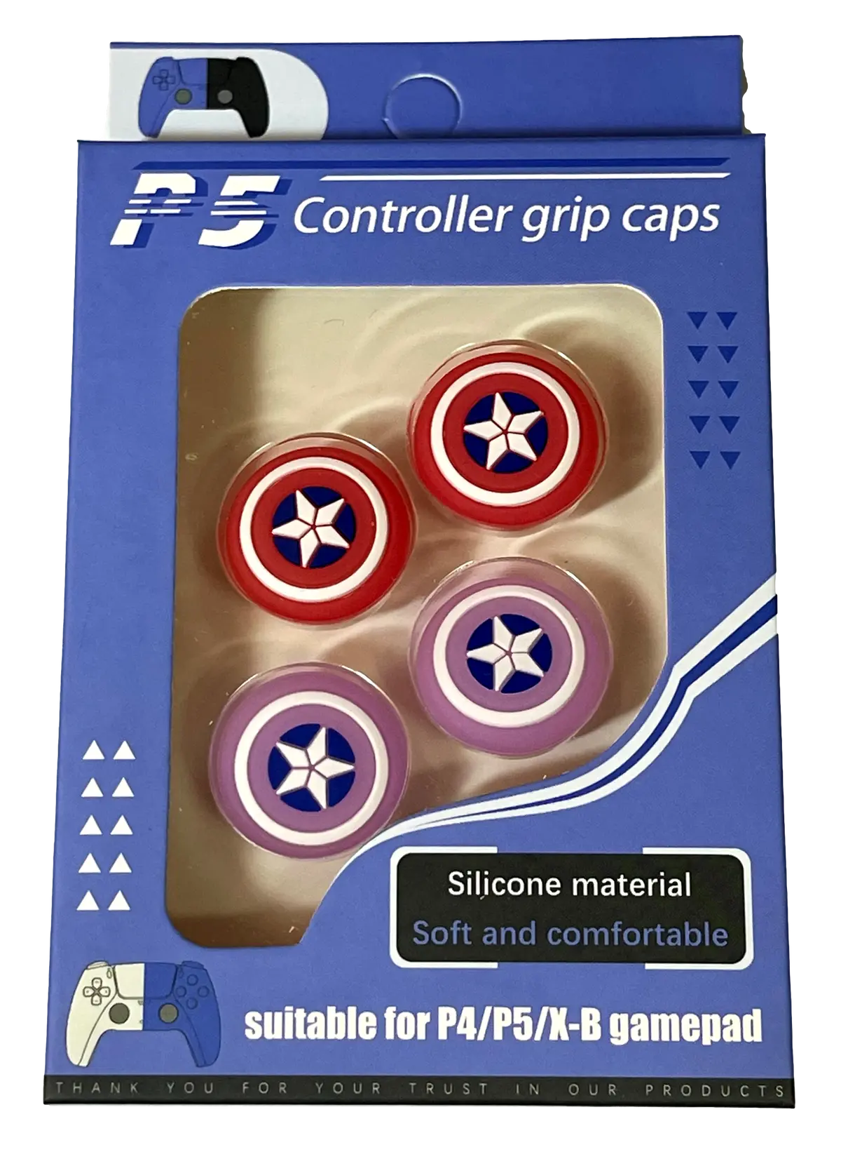 4 X Thumb Grips Ps4 Ps5 Xbox Toggle Cover Cap- Captain America Glow In Dark 1