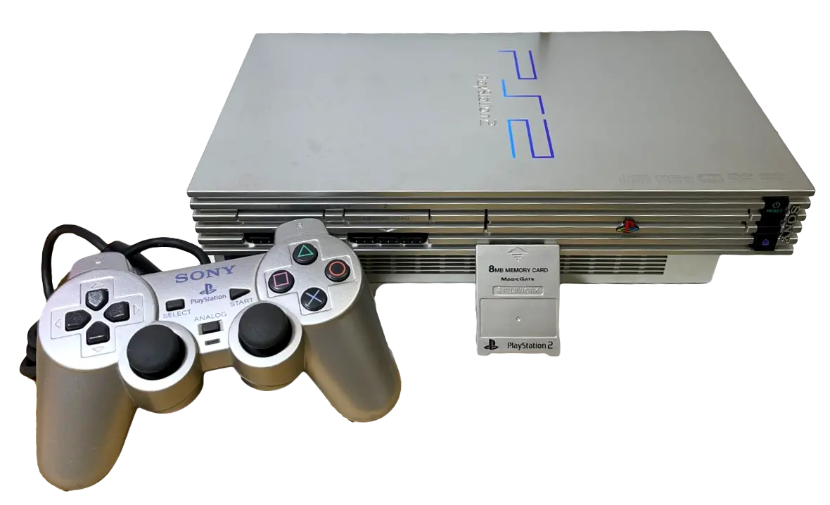 Silver Playstation 2 Phat Ps2 Console + Dual Shock Controller Pal (Pre-Owned) 1