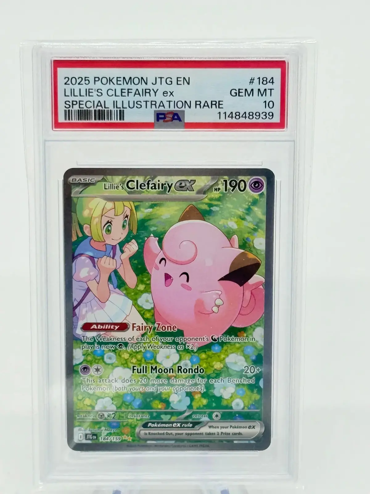 Psa 10 Lillie's Clefairy Ex #184/182 - Prismatic Evolutions Special Illustration Rare 1