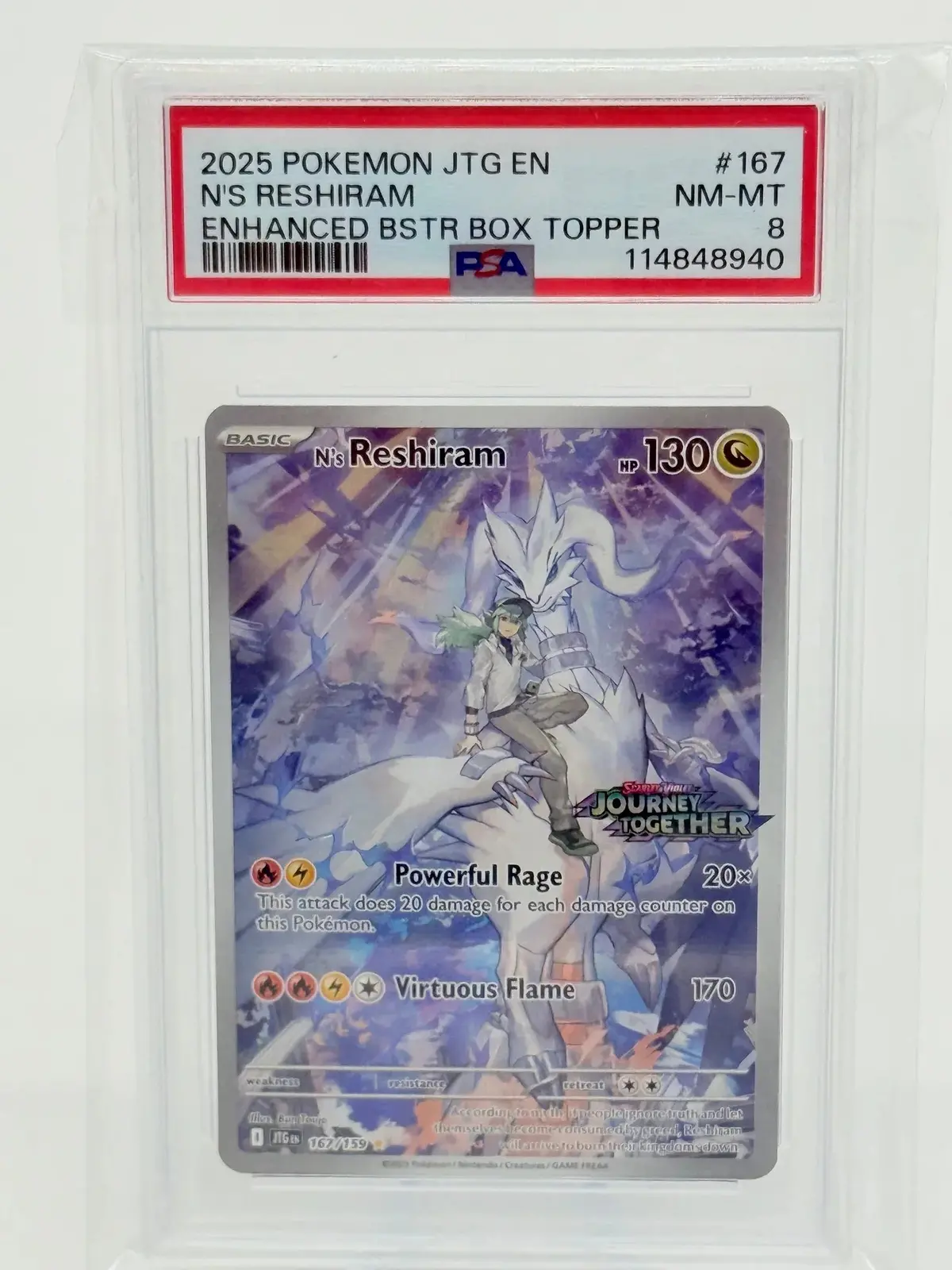 Psa 8 - N's Reshiram #167 Stamped. 1