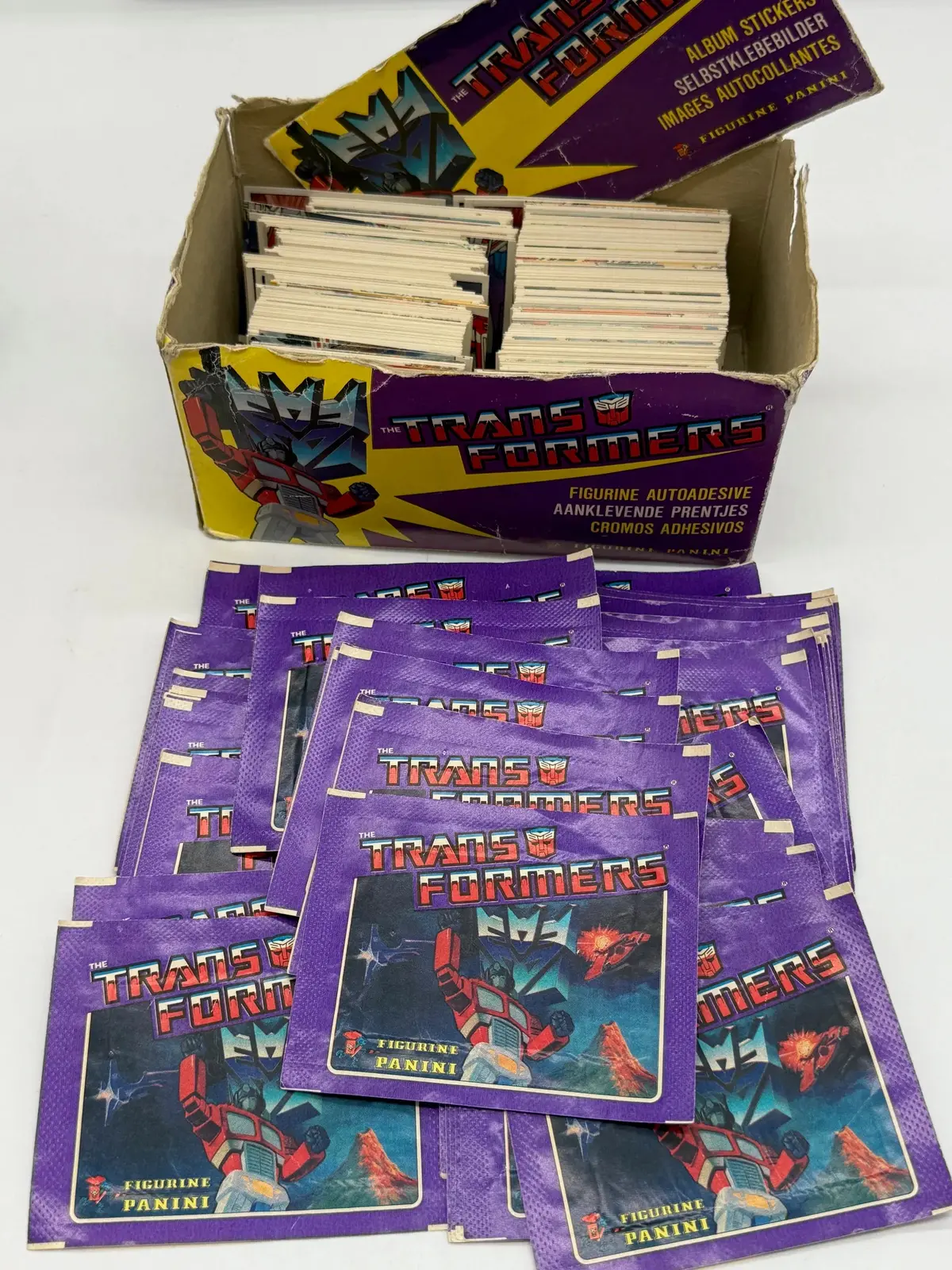 Rare 1986 Panini Transformers 500+ Un-Used Stickers & Display Box 1