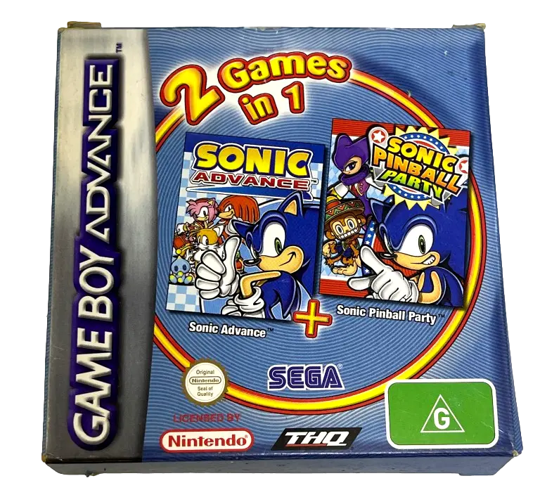 Sonic Advance + Sonic Pinball Party Nintendo Gameboy Advance Gba Complete* Boxed (Preowned) 1