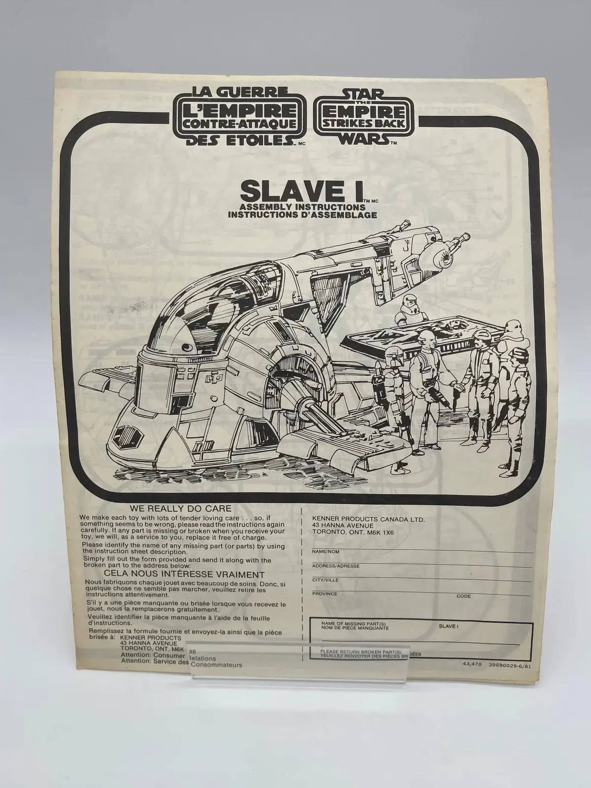 1980 Star Wars Slave 1 Instructions 1