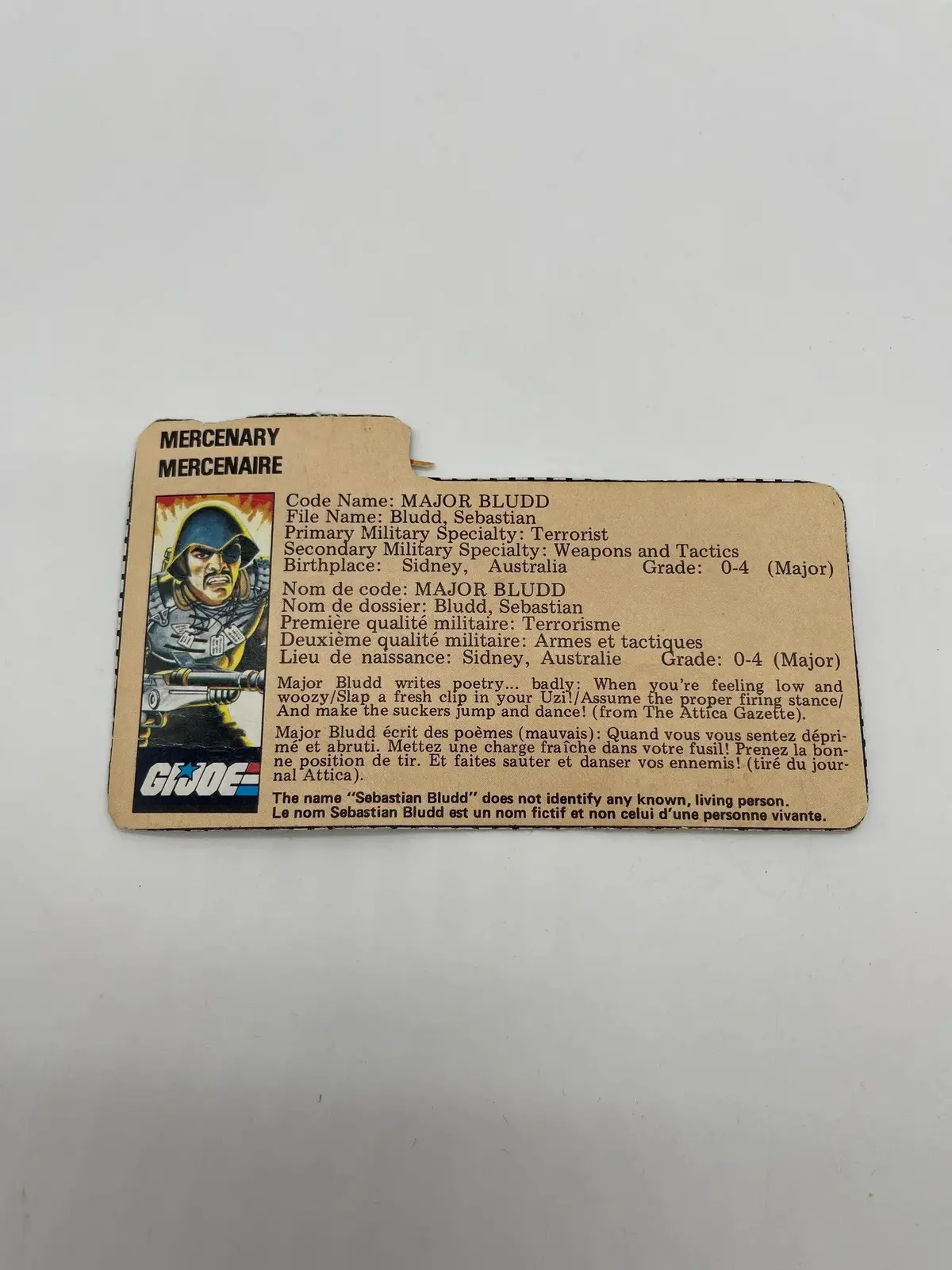 Major Bludd File Card 1