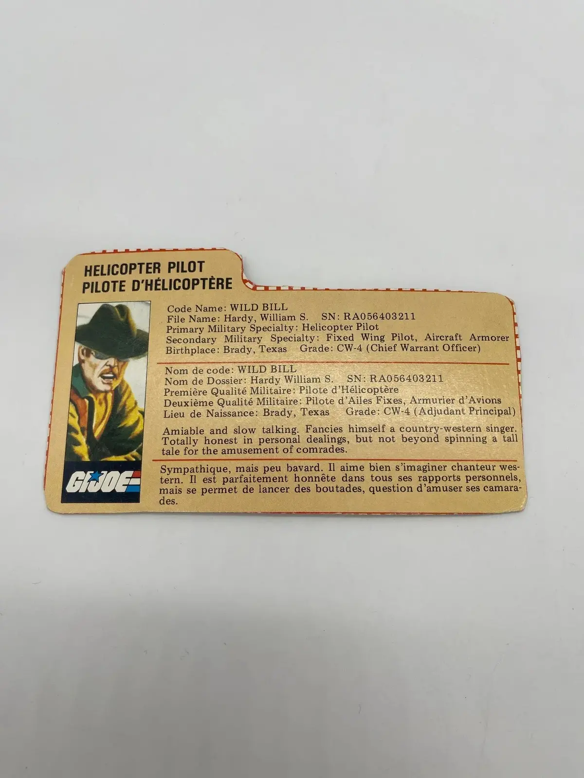 Wild Bill File Card 1