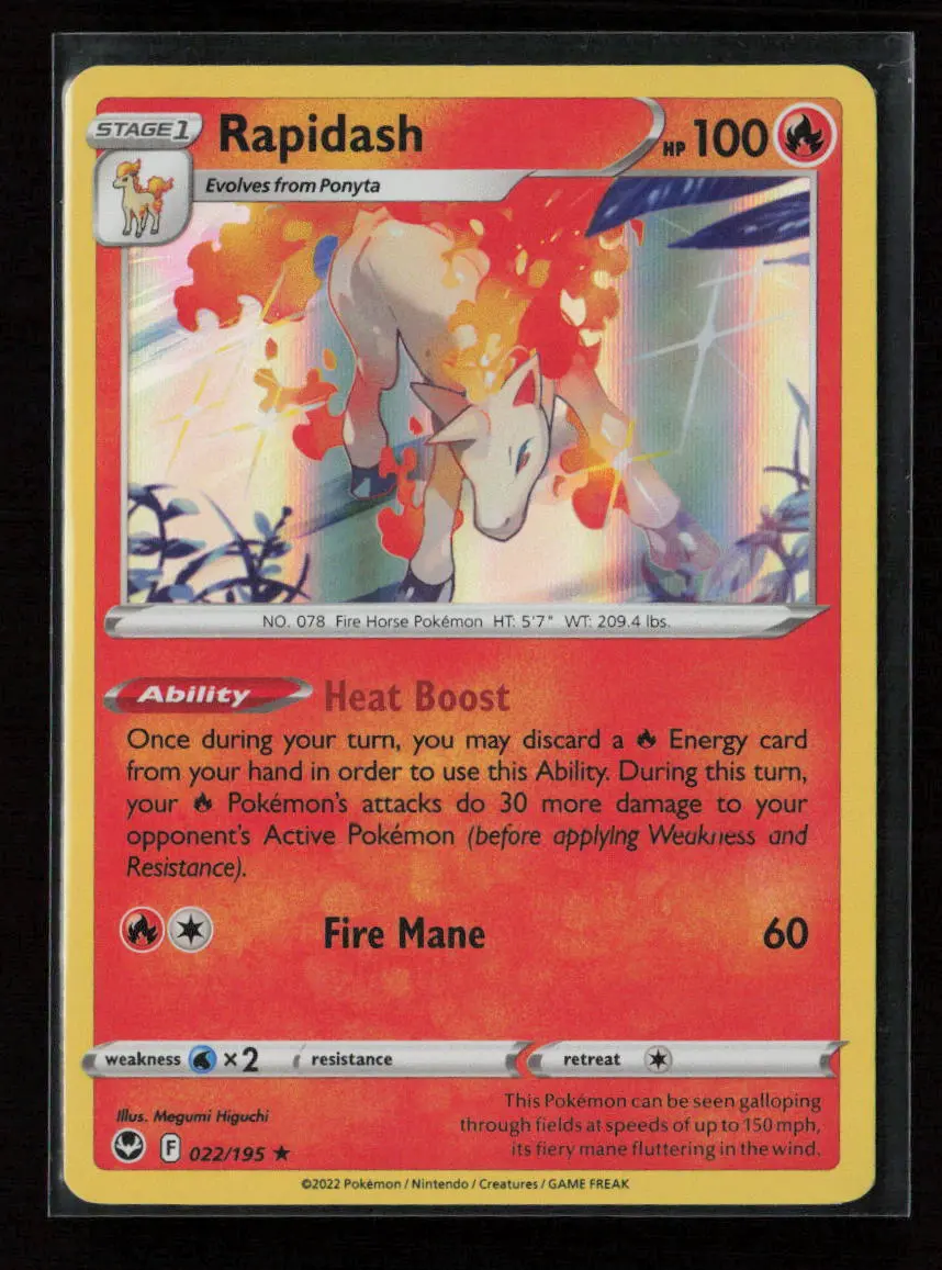Rapidash Holo Rare Swsh12: Silver Tempest 022/195 Lp 1