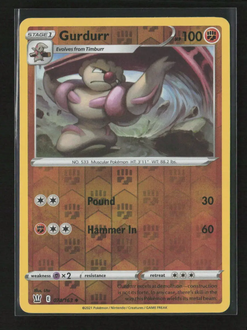 Gurdurr Uncommon Swsh05: Battle Styles 074/163 Nm 1