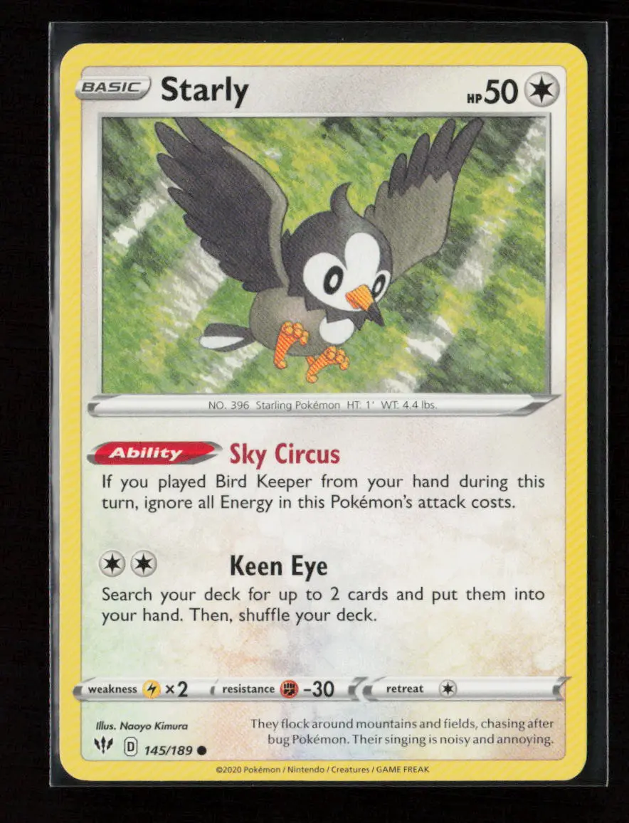 Starly Common Swsh03: Darkness Ablaze 145/189 Lp 1