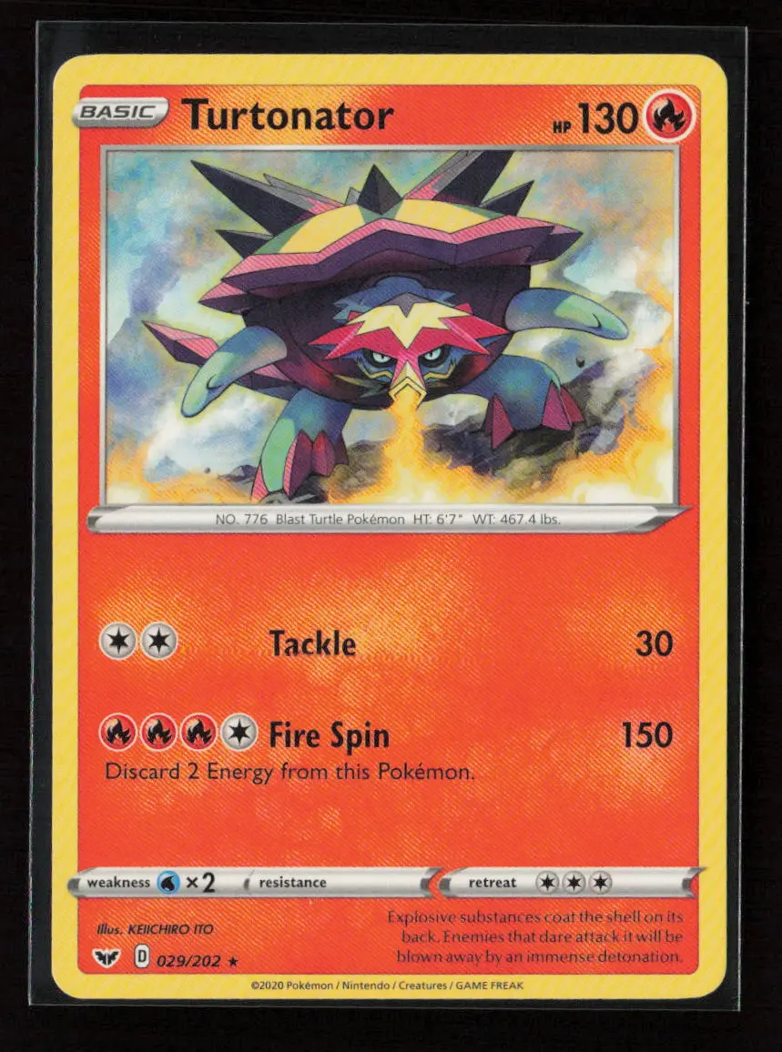 Turtonator Rare Swsh01: Sword & Shield Base Set 029/202 Lp 1