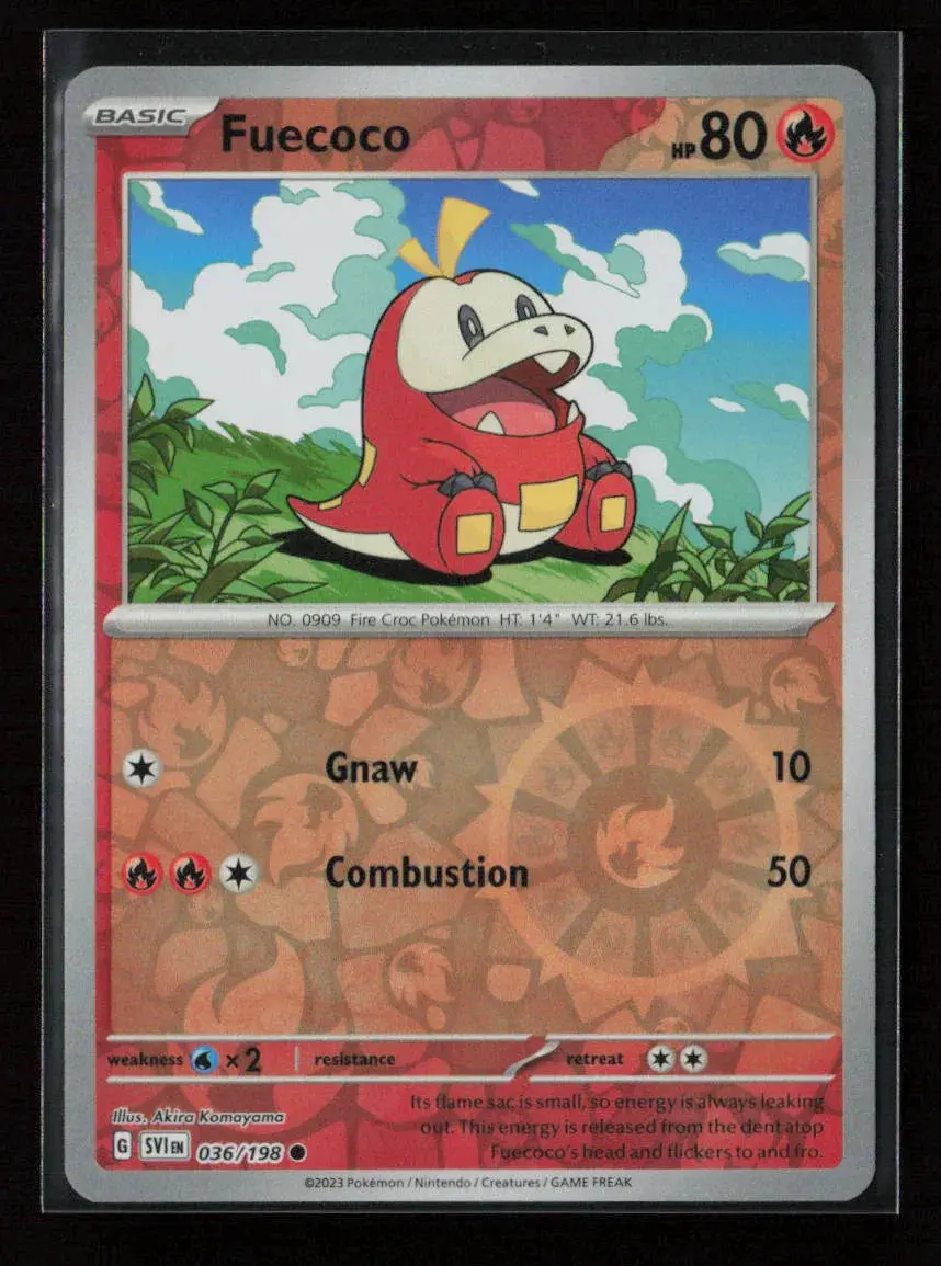 Fuecoco Common Sv01: Scarlet & Violet Base Set 036/198 Nm 1