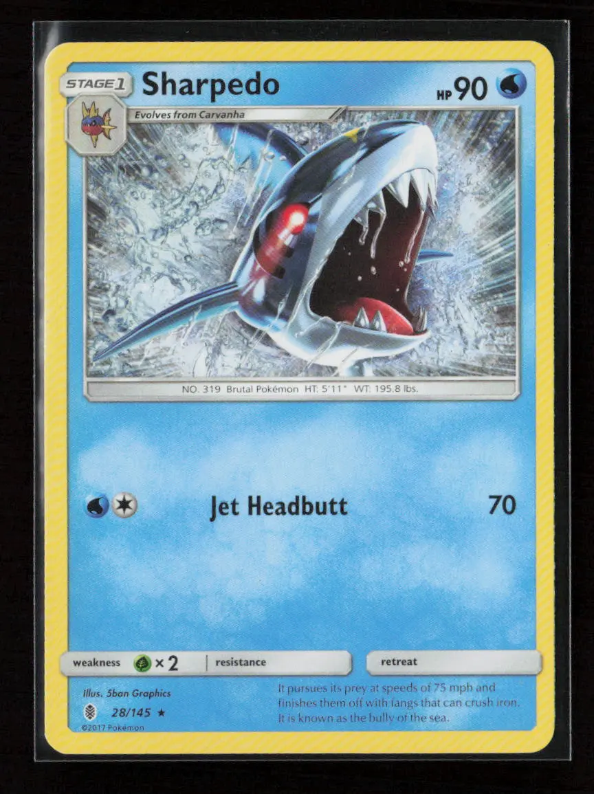 Sharpedo Rare Sm - Guardians Rising 28/145 Lp 1