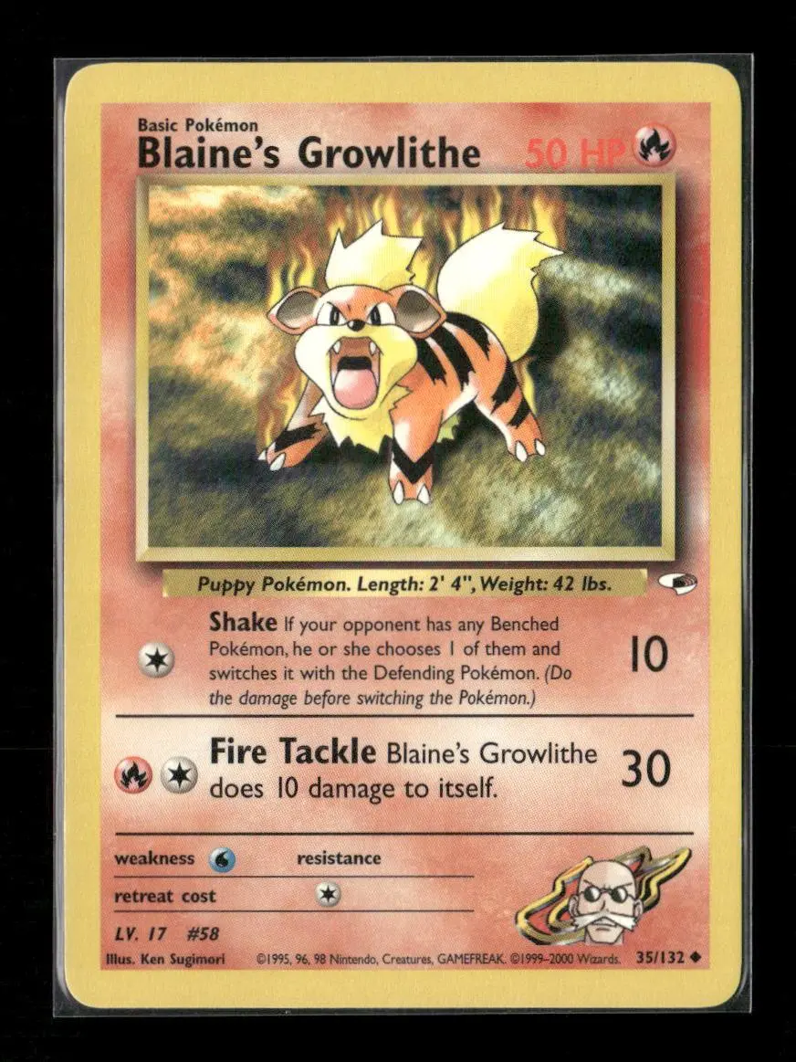 Blaine's Growlithe (35) Uncommon Gym Heroes 035/132 Lp 1
