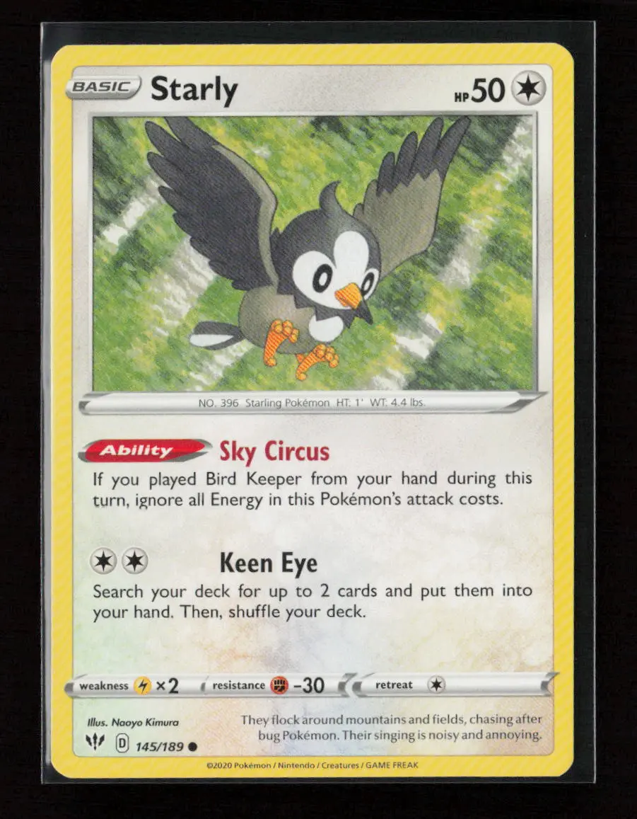 Starly Common Swsh03: Darkness Ablaze 145/189 Lp 1