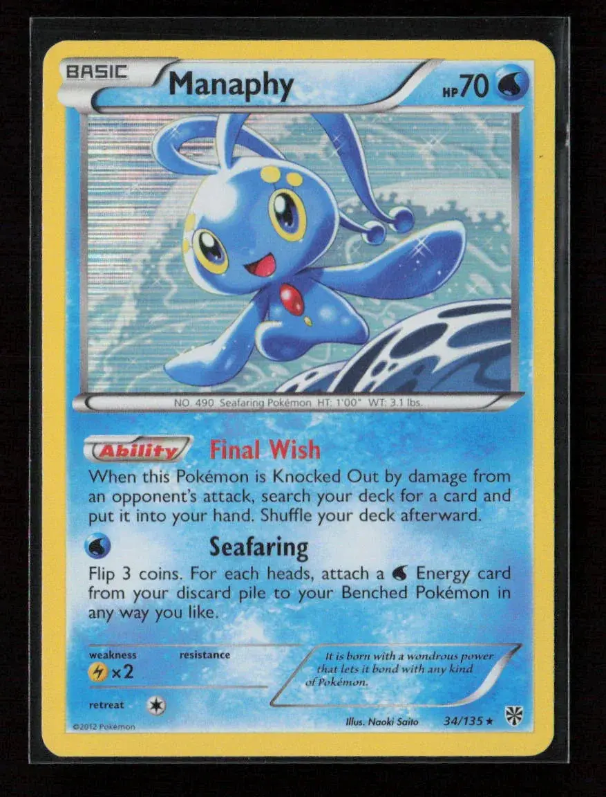 Manaphy Holo Rare Plasma Storm 34/135 Lp 1