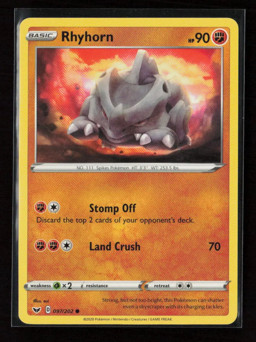 Rhyhorn (097) Common Swsh01: Sword & Shield Base Set 097/202 Lp 1