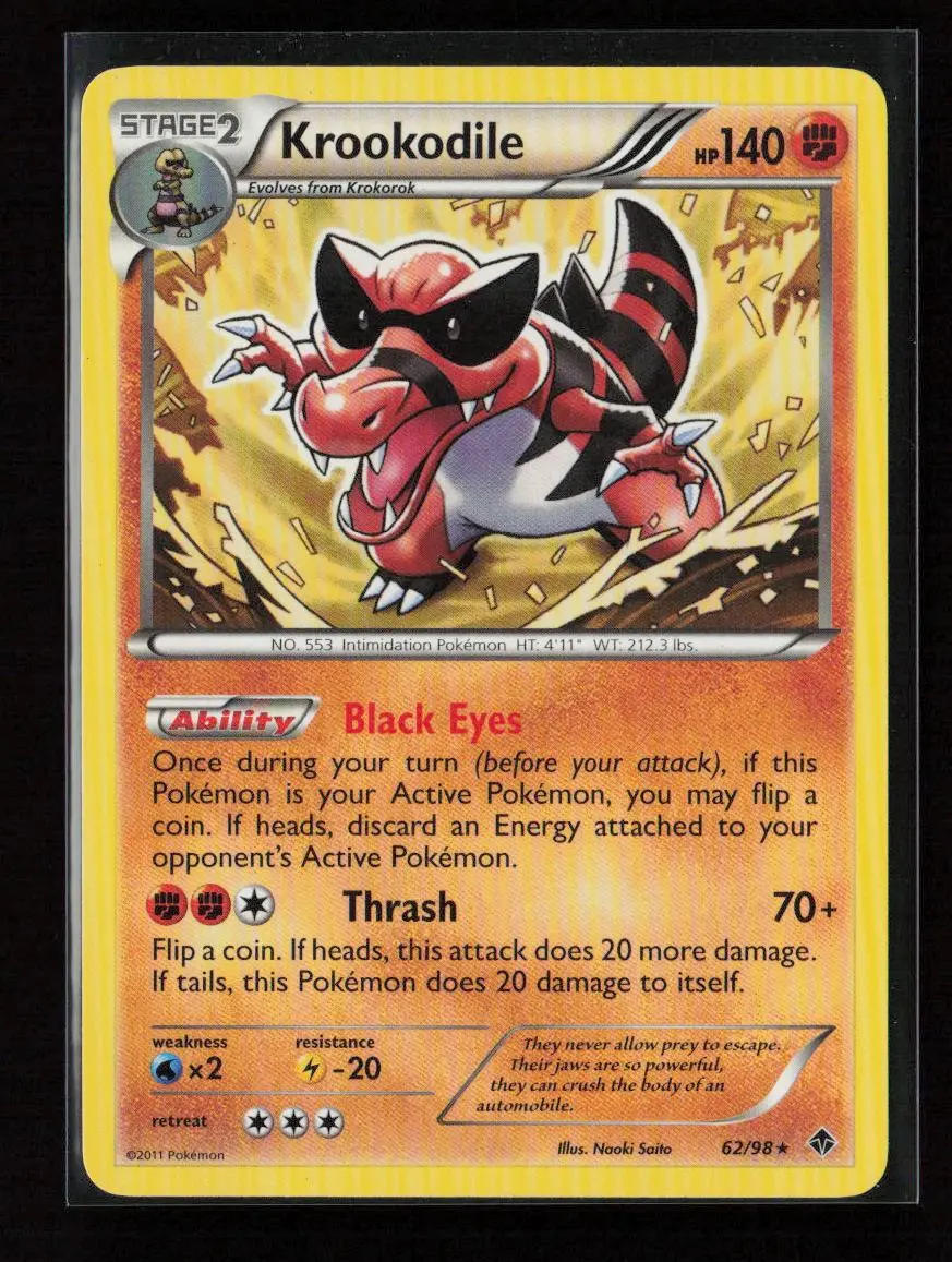 Krookodile Rare Emerging Powers 62/98 Lp 1
