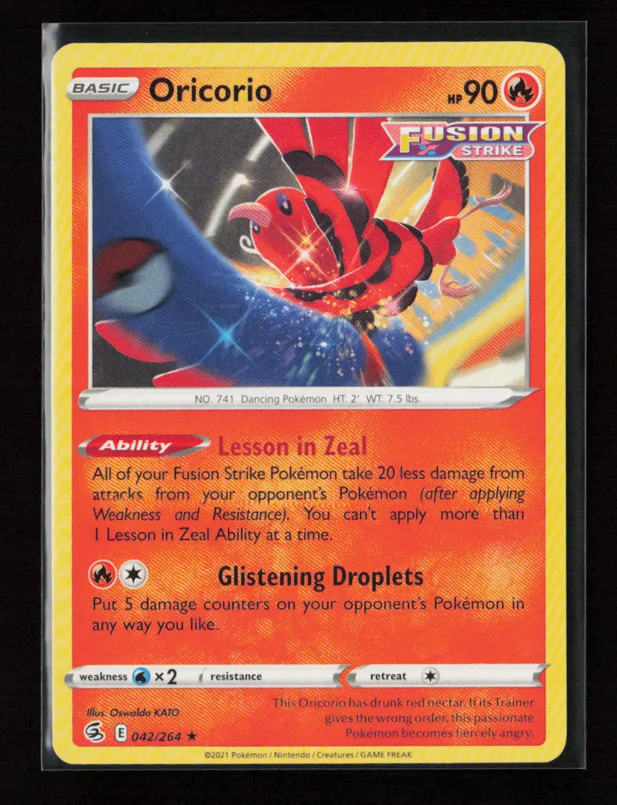 Oricorio Rare Swsh08: Fusion Strike 042/264 Lp 1