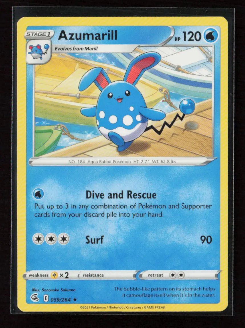 Azumarill Rare Swsh08: Fusion Strike 059/264 Lp 1