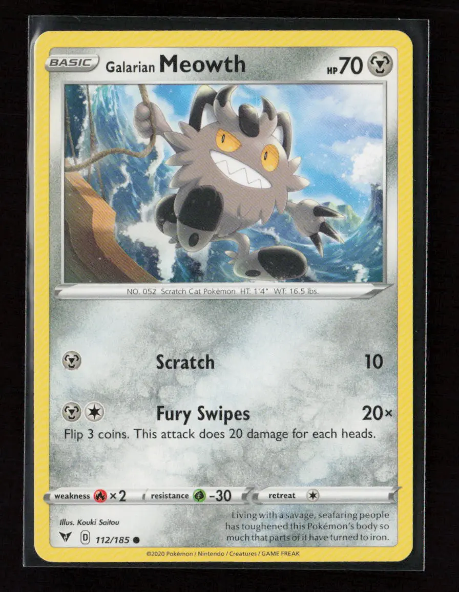 Galarian Meowth Common Swsh04: Vivid Voltage 112/185 Lp 1