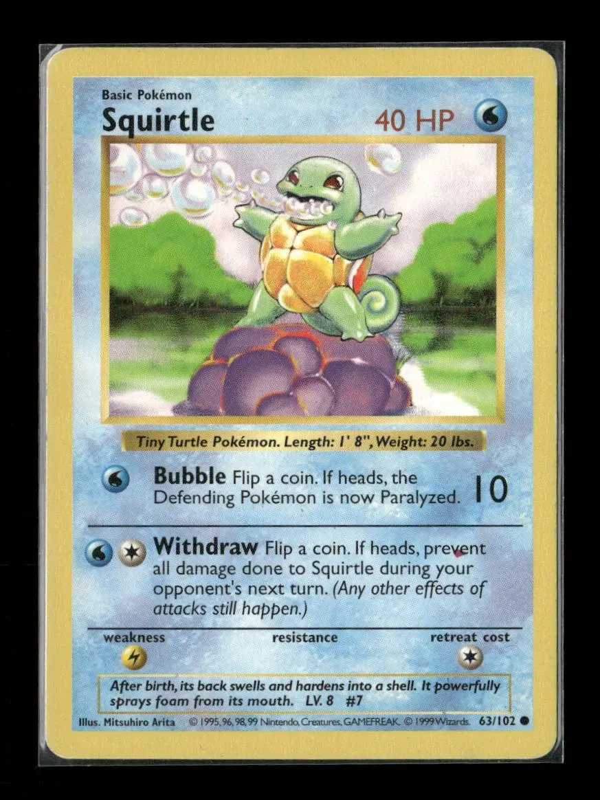 Squirtle Common Base Set (Shadowless) 063/102 Lp 1