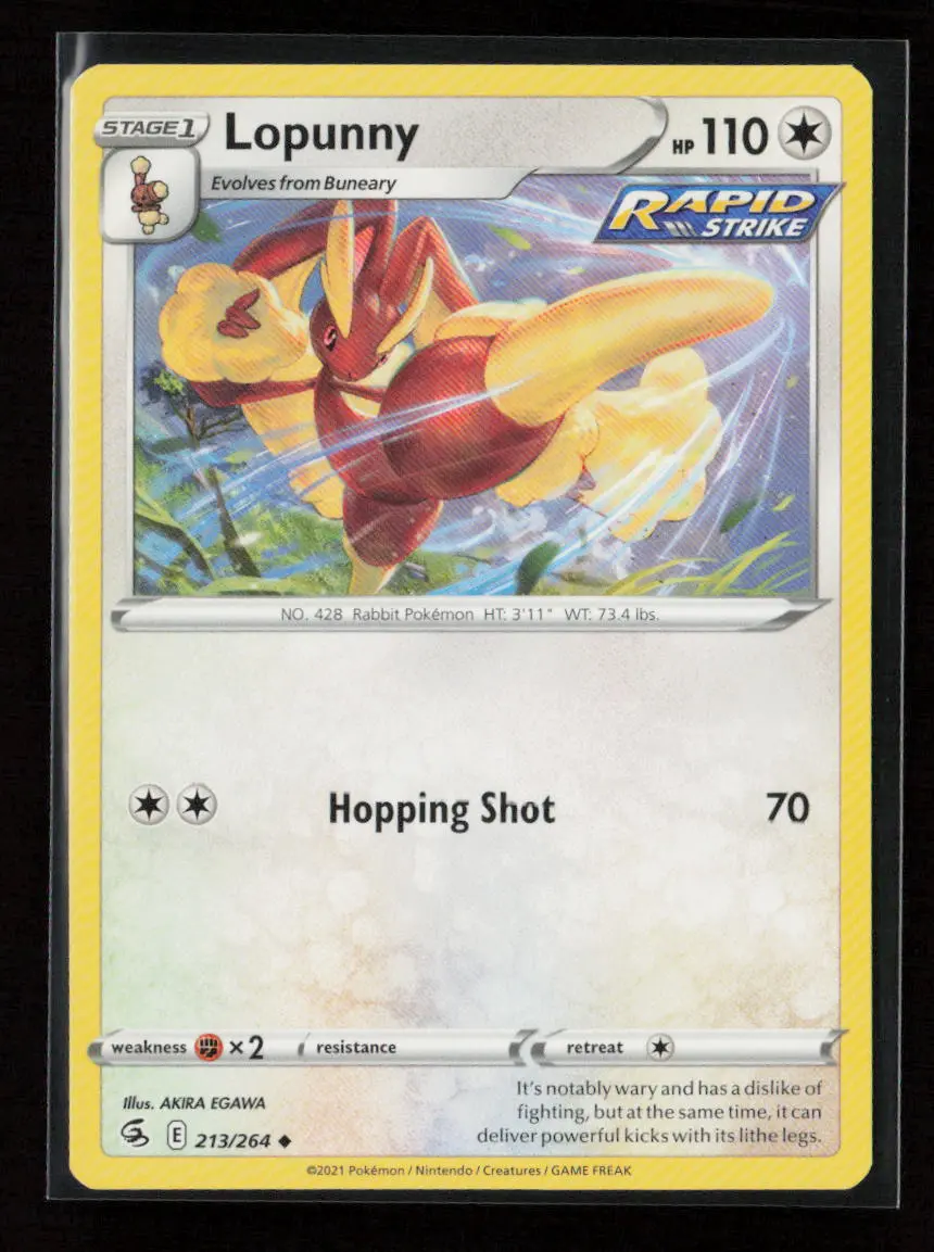 Lopunny Uncommon Swsh08: Fusion Strike 213/264 Lp 1