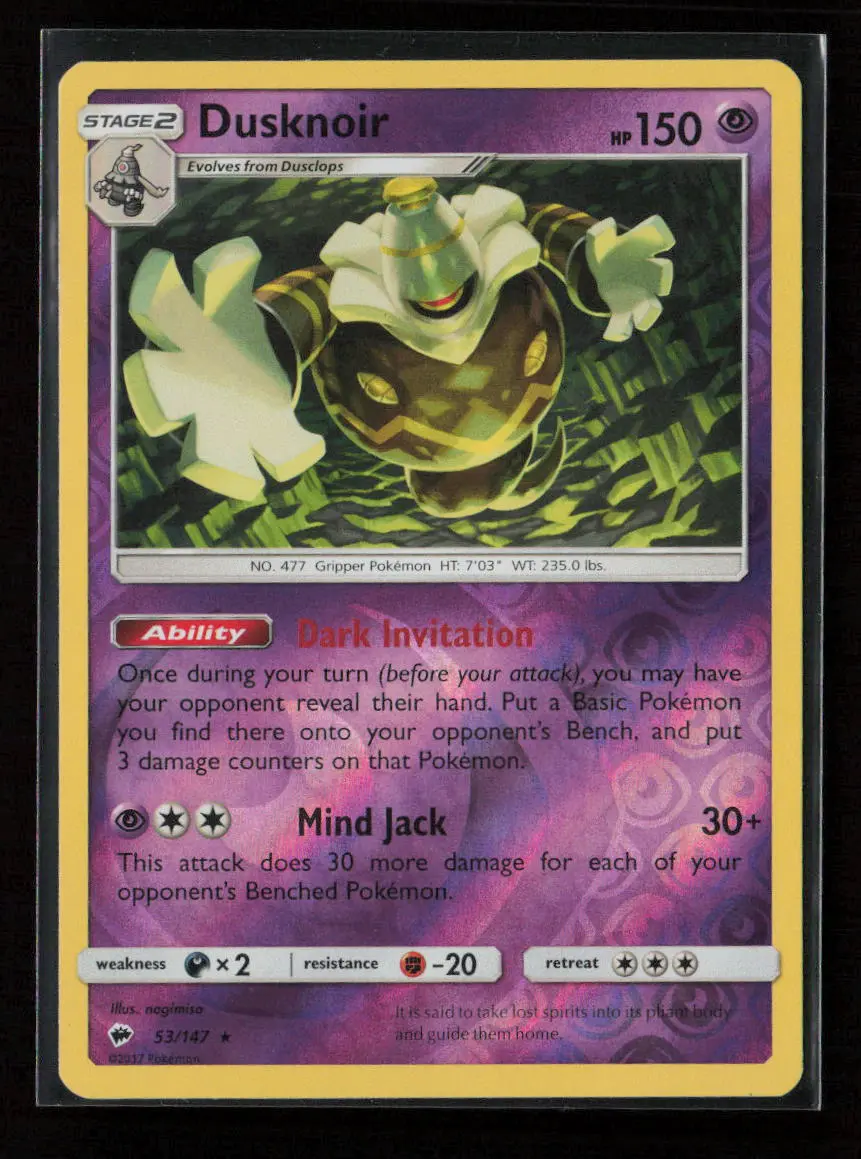 Dusknoir Holo Rare Sm - Burning Shadows 53/147 Nm 1