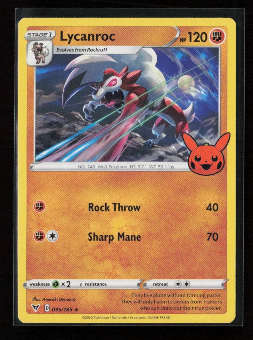 Lycanroc Rare Trick Or Trade Booster Bundle 2023 095/185 Lp 1