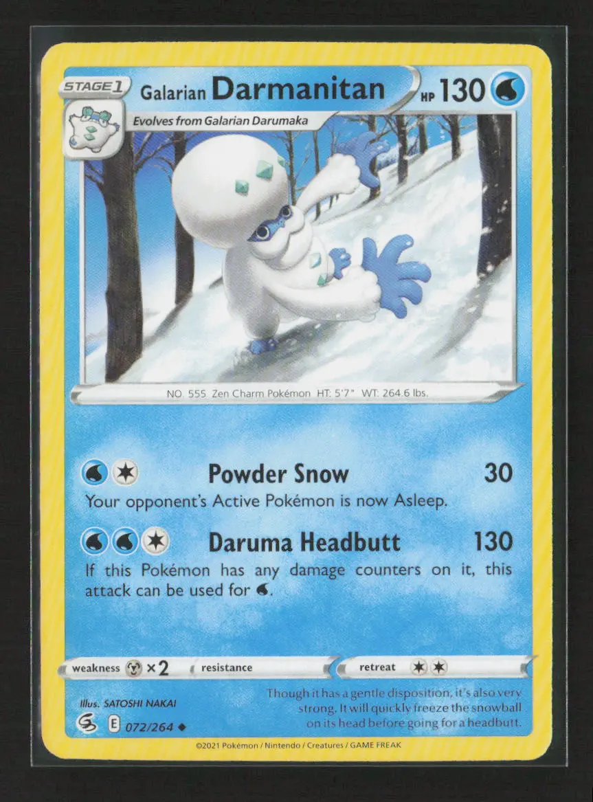 Galarian Darmanitan Uncommon Swsh08: Fusion Strike 072/264 Nm 1