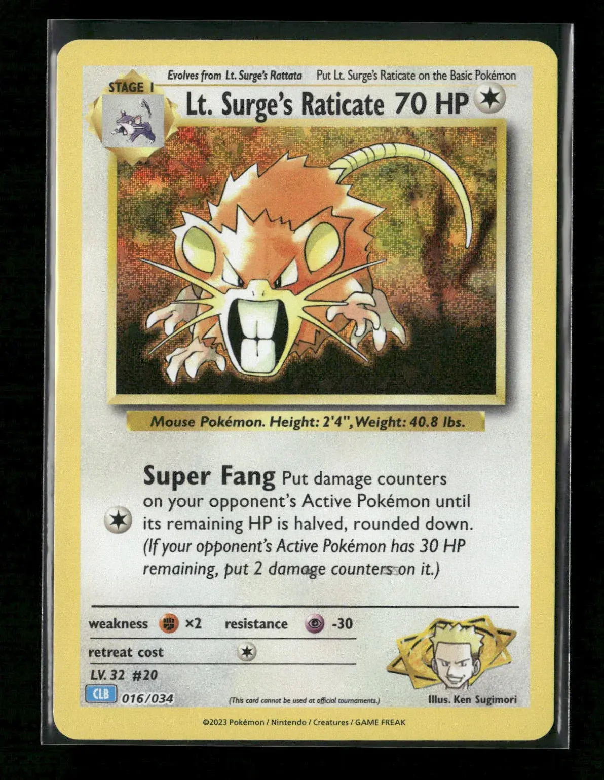 Lt. Surge's Raticate Classic Collection Trading Card Game Classic 016/034 Nm 1