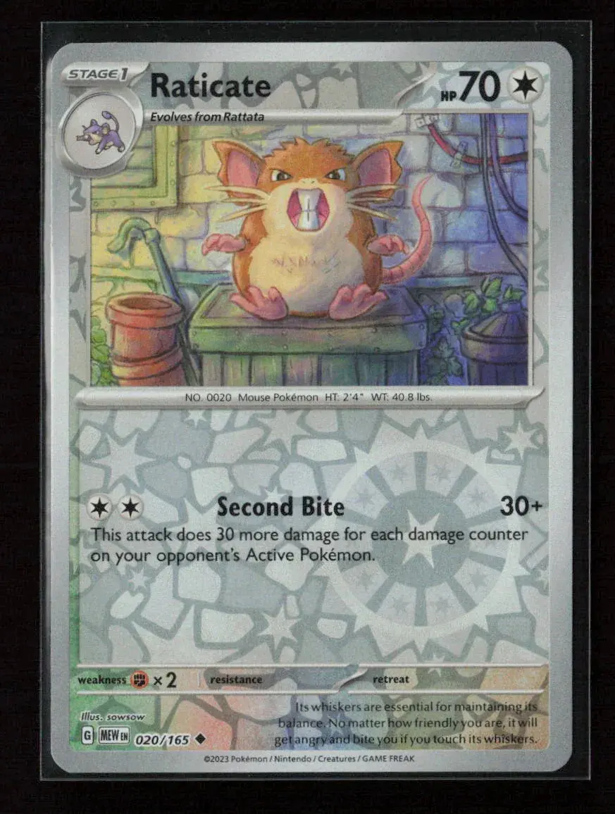 Raticate Uncommon Sv: Scarlet & Violet 151 020/165 Nm 1