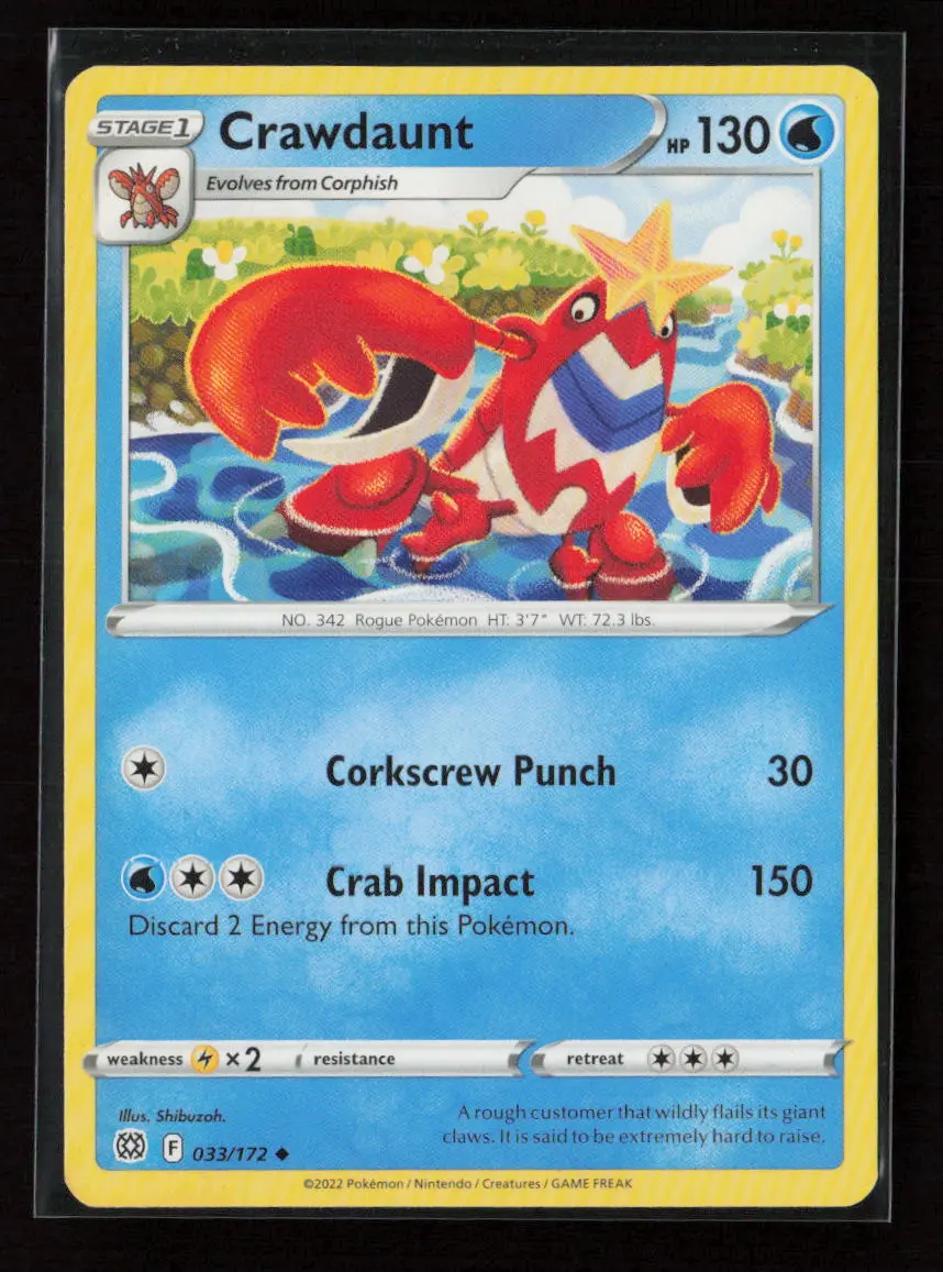 Crawdaunt Uncommon Swsh09: Brilliant Stars 033/172 Lp 1