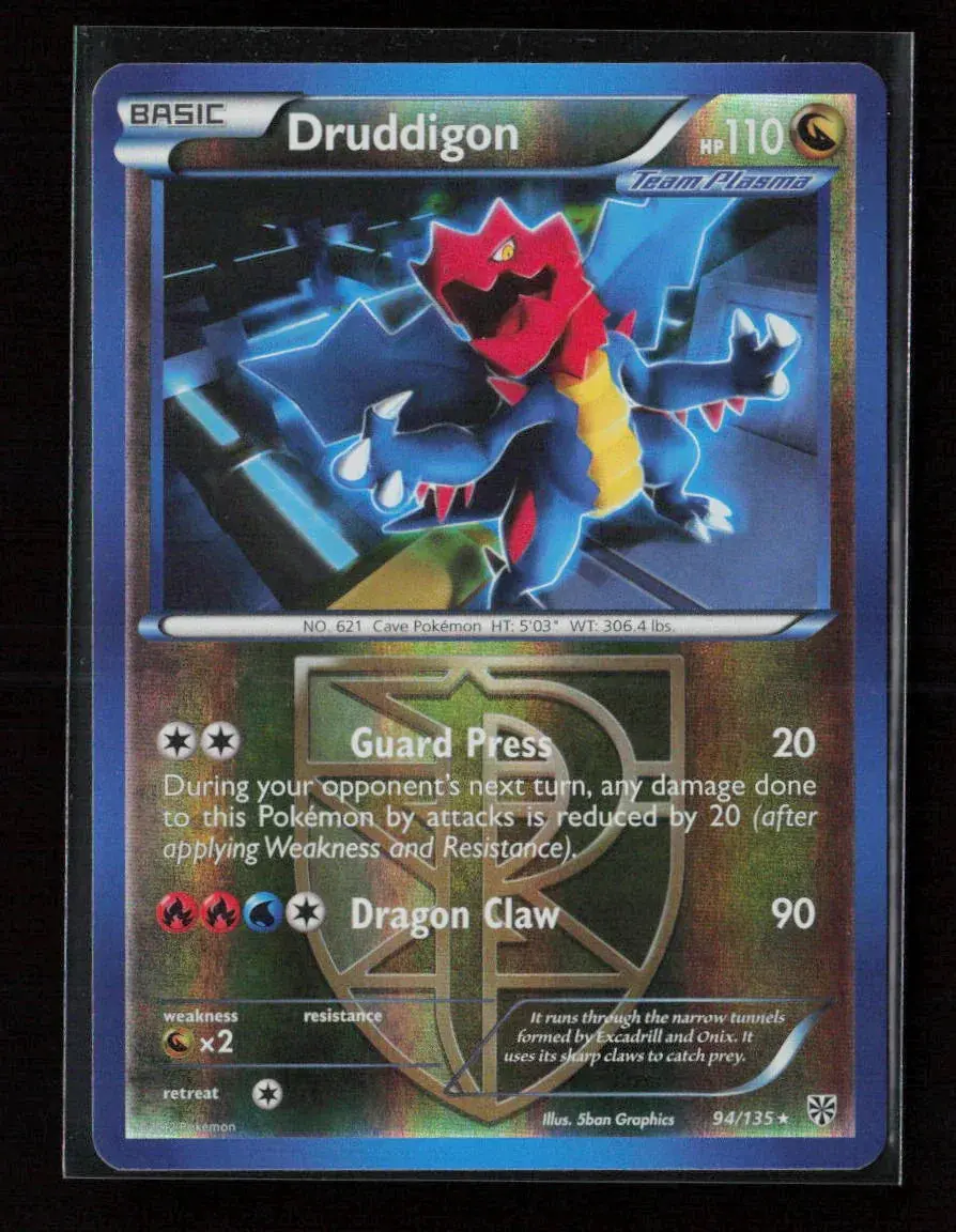 Druddigon - 94/135 (Bw Plasma Storm) Holo Rare Deck Exclusives 094/135 Lp 1