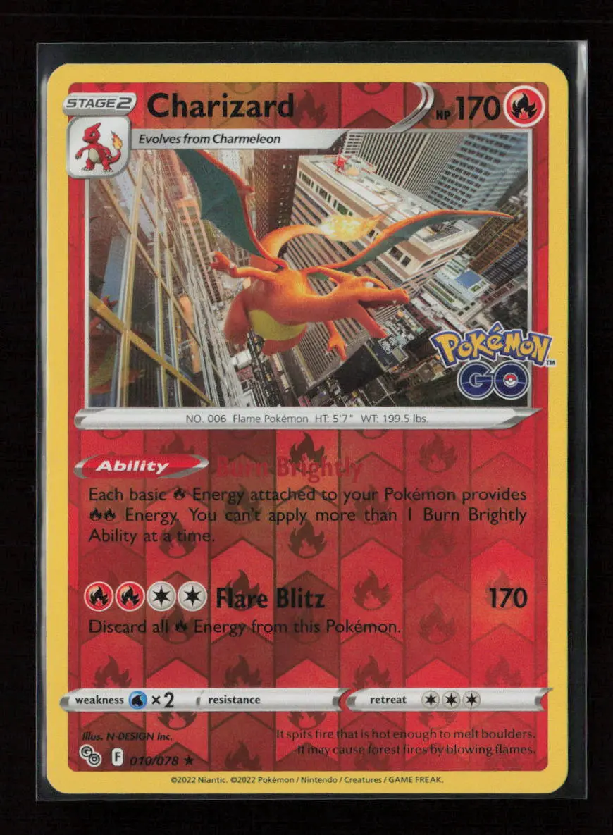 Charizard Holo Rare Pokemon Go 010/078 Nm 1