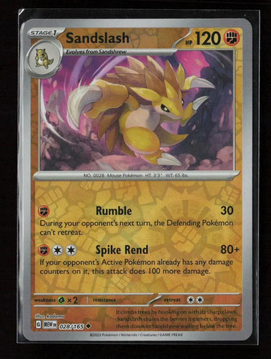 Sandslash Uncommon Sv: Scarlet & Violet 151 028/165 Nm 1