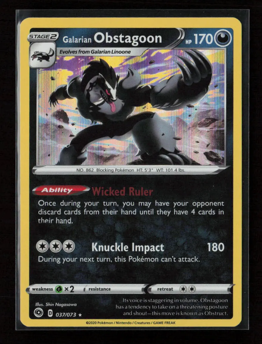 Galarian Obstagoon Holo Rare Champion's Path 37/73 Nm 1