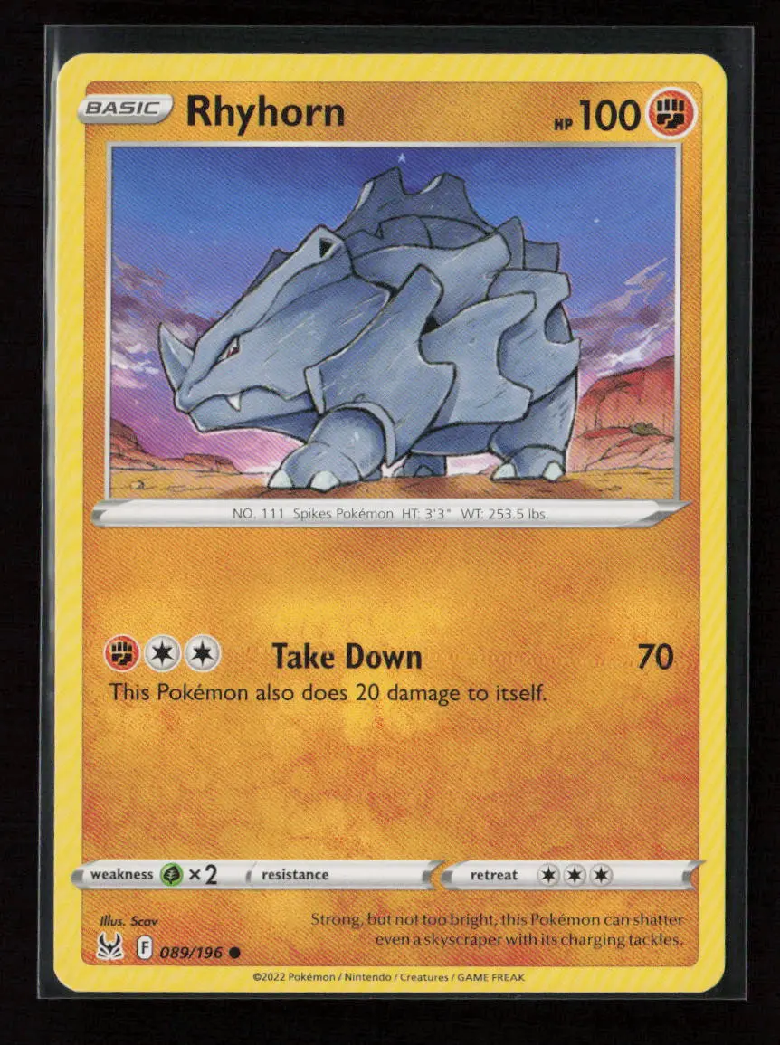 Rhyhorn Common Swsh11: Lost Origin 089/196 Lp 1
