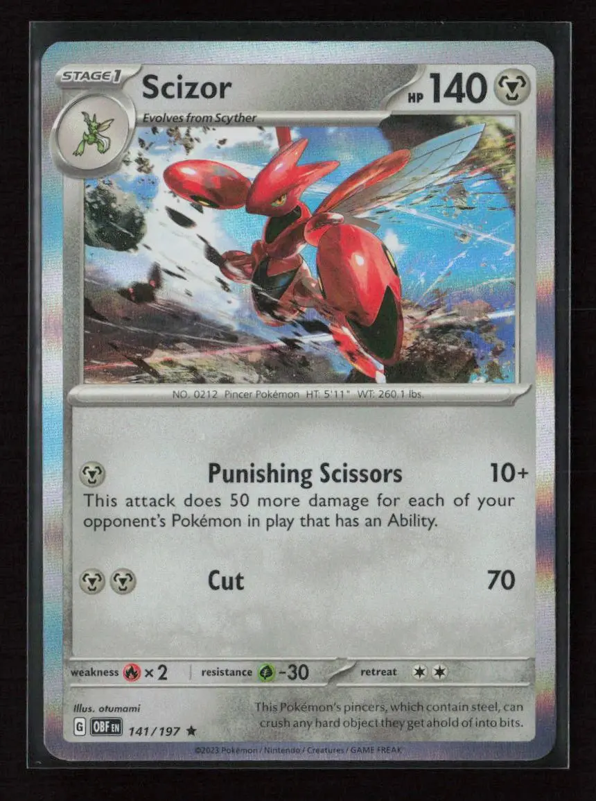 Scizor Rare Sv03: Obsidian Flames 141/197 Nm 1
